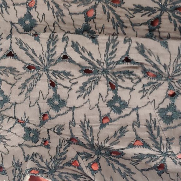 Vintage Brown and Black Floral Eyelet Dress Short Sleeve Lined with Satin Belt - Picture 15 of 15